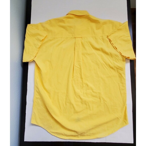 Vintage Chaps Ralph Lauren Button Up Shirt Logo Pocket Yellow Mens size Large - Picture 7 of 9